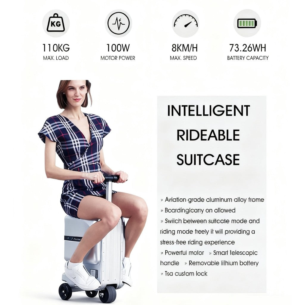 20L Smart Electric Luggage Ride-On Luggage Cabin Size Suitcase Riding Luggage